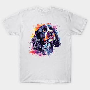 Cocker Spaniel Watercolor Pop Art design T-Shirt